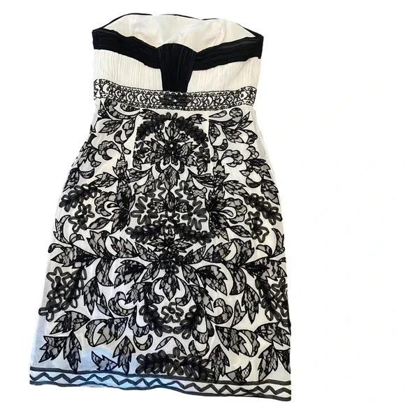 Sue Wong Walt Disney Strapless Black White Cocktail Dress Beaded Lace Size 8 - Picture 3 of 9